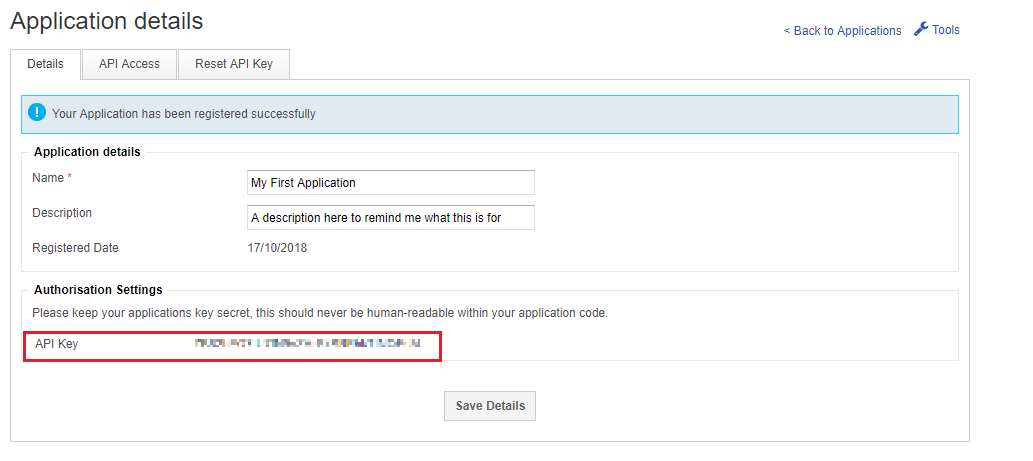 Filling in the register application form